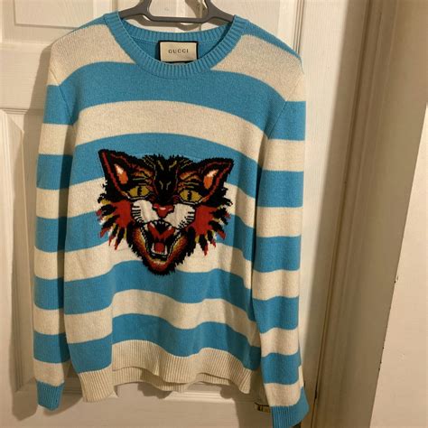 angry cat sweater gucci|Gucci angry cat resale.